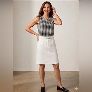 Talbots Gingham Shell Jewel Neck Beaded Floral Clusters Top MSRP $99 Size 14